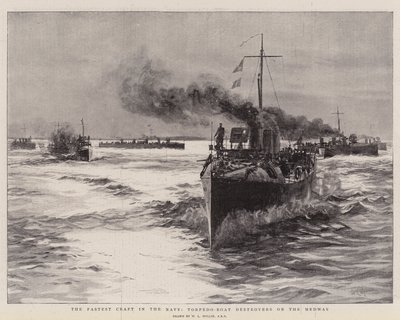 海軍最速のクラフト、メドウェイの魚雷艇駆逐艦 作： William Lionel Wyllie